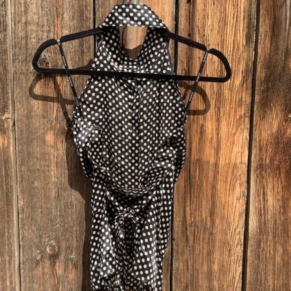 Black and white polka dot halter top - Picture 2 of 3